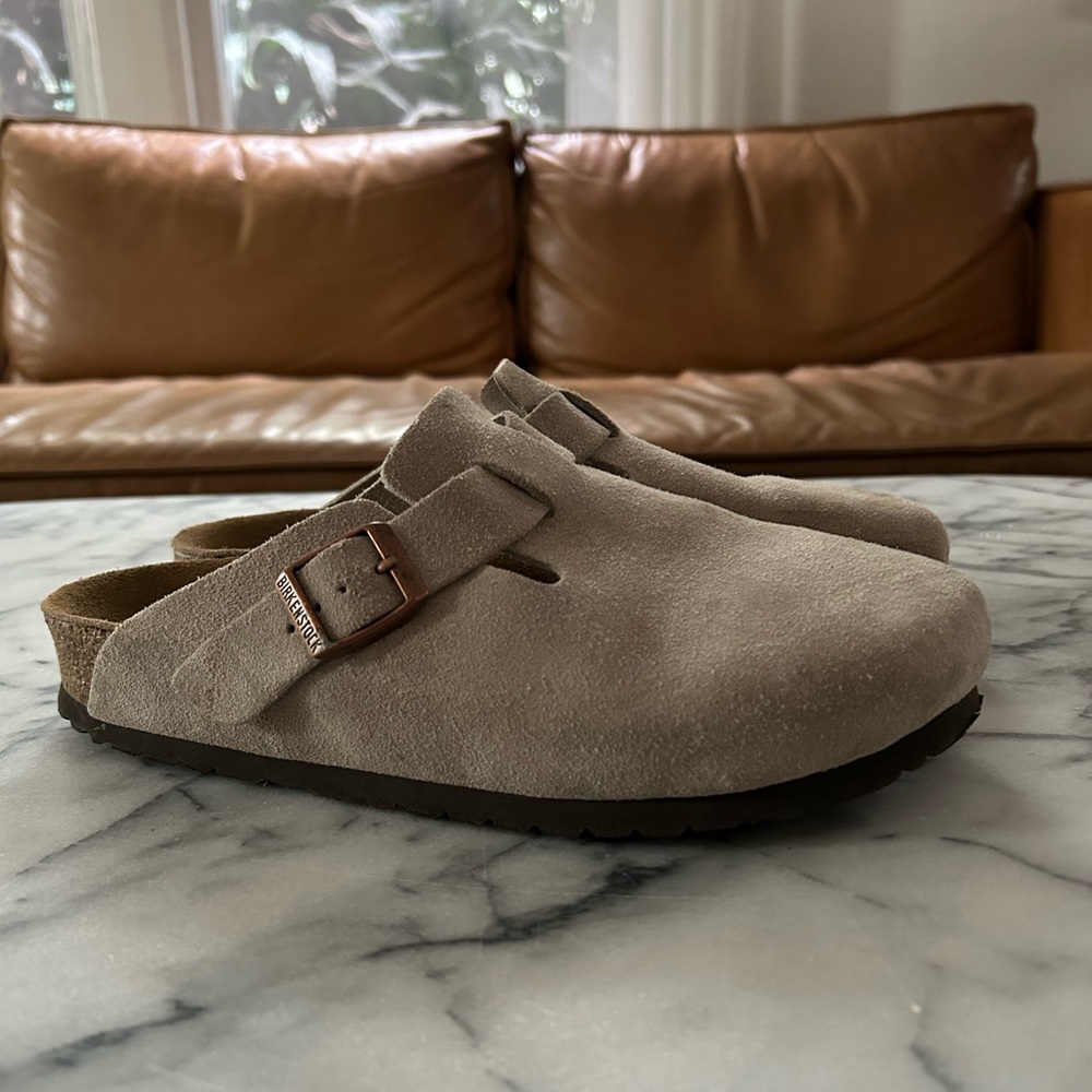 Birkenstocks Boston, narrow, suede, taupe 39